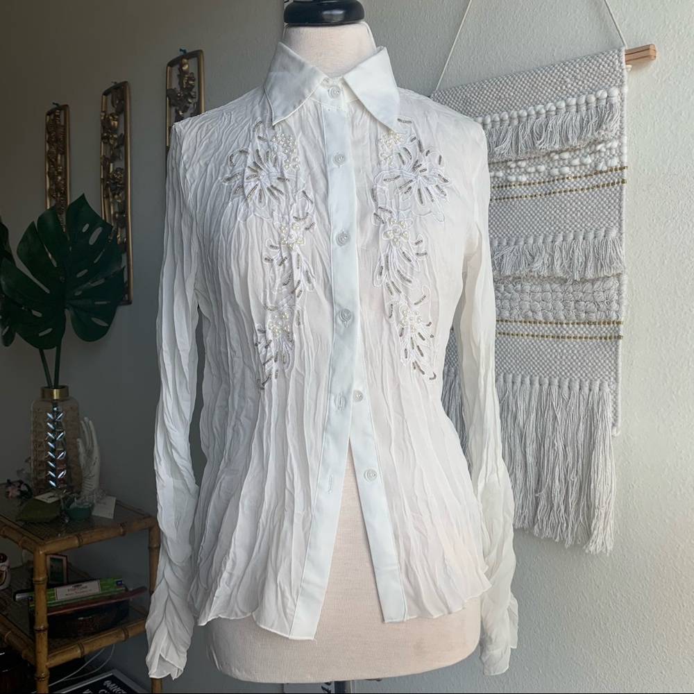 Vintage 90’s Sheer Crinkle Blouse